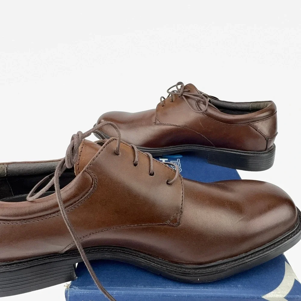 Nunn Bush Maury Brown Leather Plain Toe Oxford Shoes Mens‎ 12M NIB